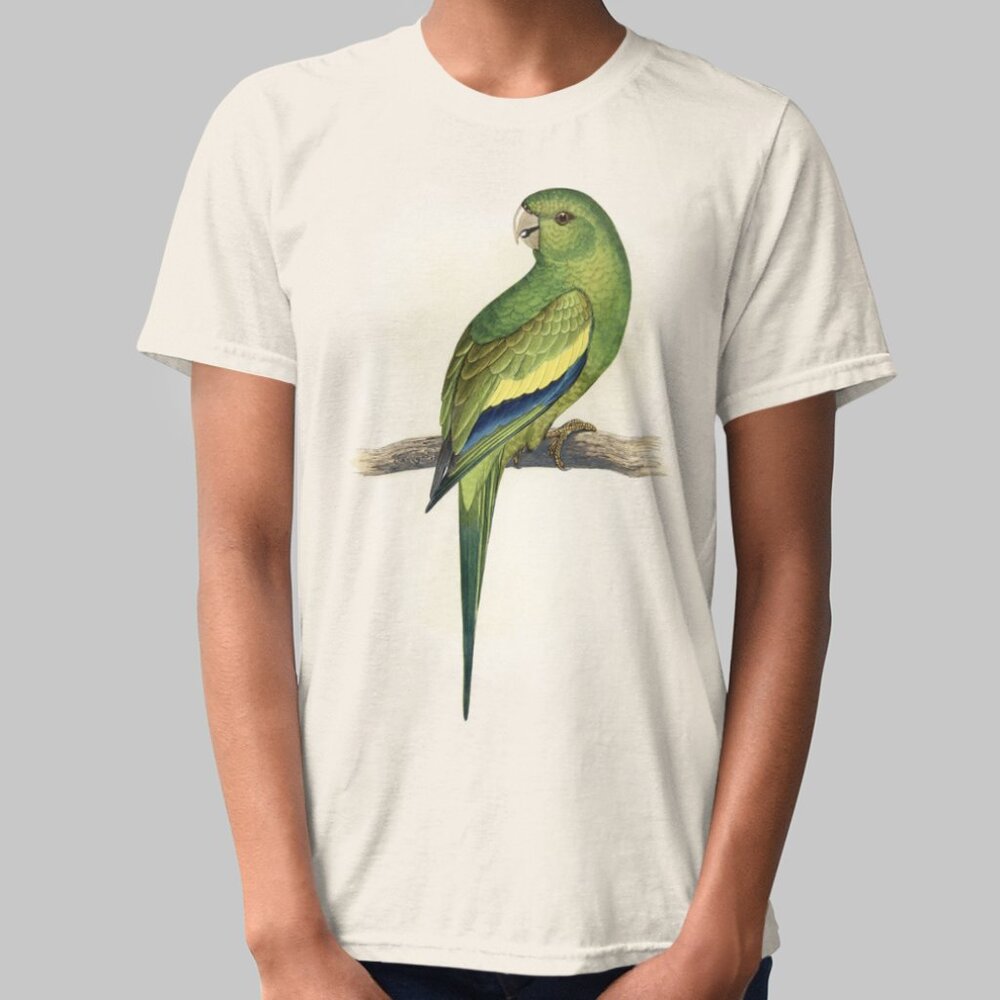 White-winged Parakeet VTG Parrot Print Short Sleeve Graphic Tee T-shirt S M L XL